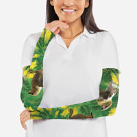Bellbird New Zealand Personalised Arm Sleeves Kowhai Flower Maori Pattern LT22 - Polynesian Pride