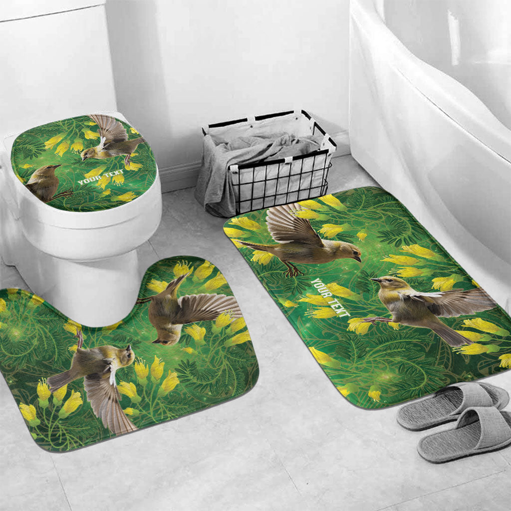 Bellbird New Zealand Personalised Bathroom Set Kowhai Flower Maori Pattern LT22 Mat Set Only (3 pcs) One Size Green - Polynesian Pride