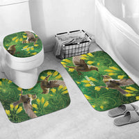 Bellbird New Zealand Personalised Bathroom Set Kowhai Flower Maori Pattern LT22 Mat Set Only (3 pcs) One Size Green - Polynesian Pride
