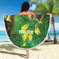 Bellbird New Zealand Personalised Beach Blanket Kowhai Flower Maori Pattern LT22 - Polynesian Pride