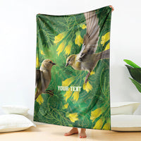 Bellbird New Zealand Personalised Blanket Kowhai Flower Maori Pattern LT22 - Polynesian Pride