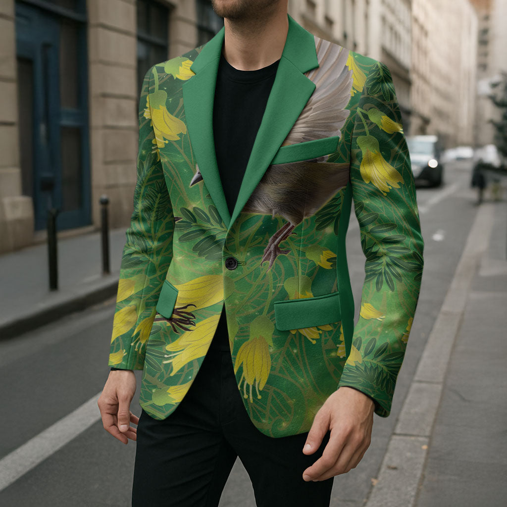 Bellbird New Zealand Personalised Blazer Kowhai Flower Maori Pattern LT22 - Polynesian Pride