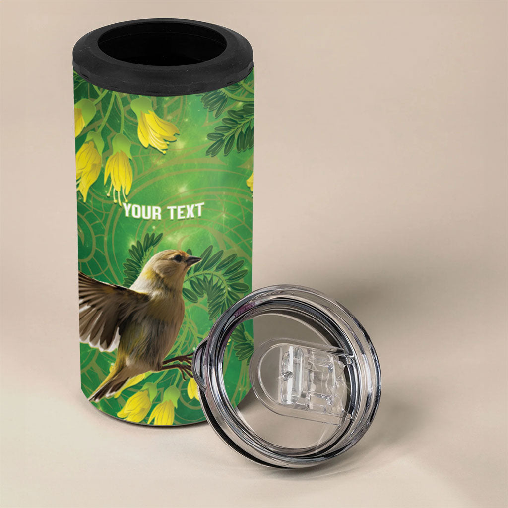 Bellbird New Zealand Personalised 4 in 1 Can Cooler Tumbler Kowhai Flower Maori Pattern LT22 - Polynesian Pride