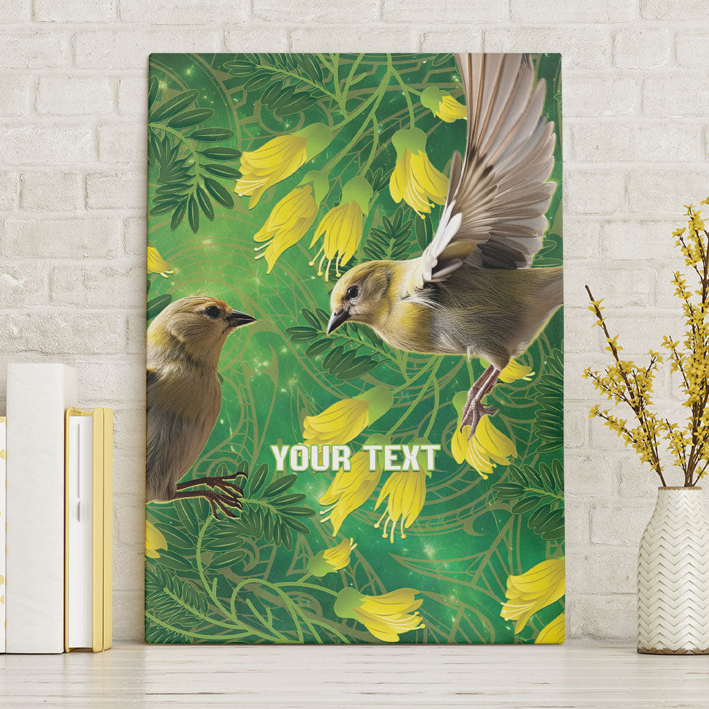 Bellbird New Zealand Personalised Canvas Wall Art Kowhai Flower Maori Pattern