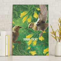 Bellbird New Zealand Personalised Canvas Wall Art Kowhai Flower Maori Pattern
