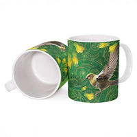 Bellbird New Zealand Personalised Ceramic Mug Kowhai Flower Maori Pattern LT22 - Polynesian Pride
