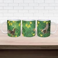 Bellbird New Zealand Personalised Ceramic Mug Kowhai Flower Maori Pattern LT22 - Polynesian Pride