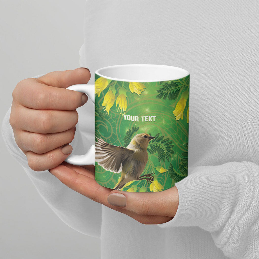 Bellbird New Zealand Personalised Ceramic Mug Kowhai Flower Maori Pattern LT22 - Polynesian Pride