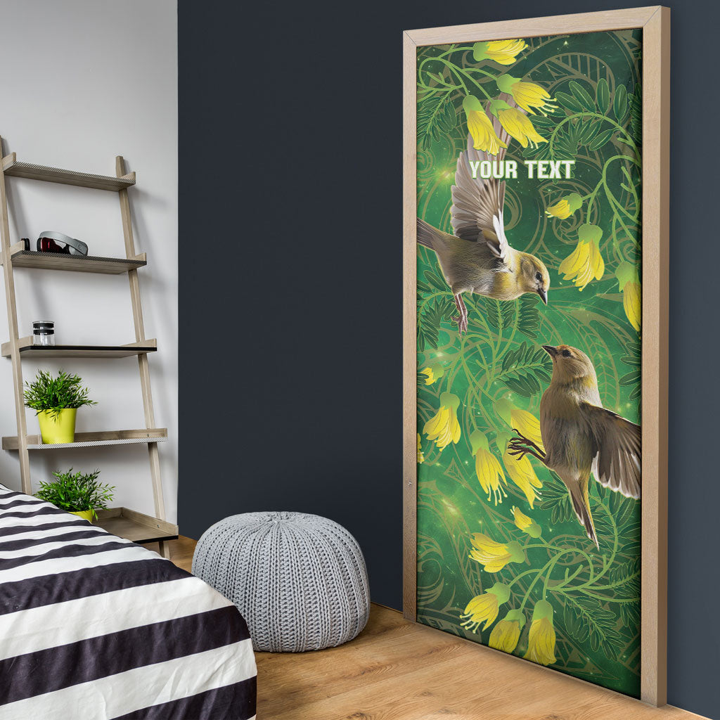 Bellbird New Zealand Personalised Door Cover Kowhai Flower Maori Pattern LT22 - Polynesian Pride