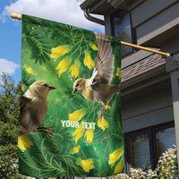 Bellbird New Zealand Personalised Garden Flag Kowhai Flower Maori Pattern LT22 - Polynesian Pride