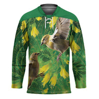 Bellbird New Zealand Personalised Hockey Jersey Kowhai Flower Maori Pattern LT22 Unisex Green - Polynesian Pride