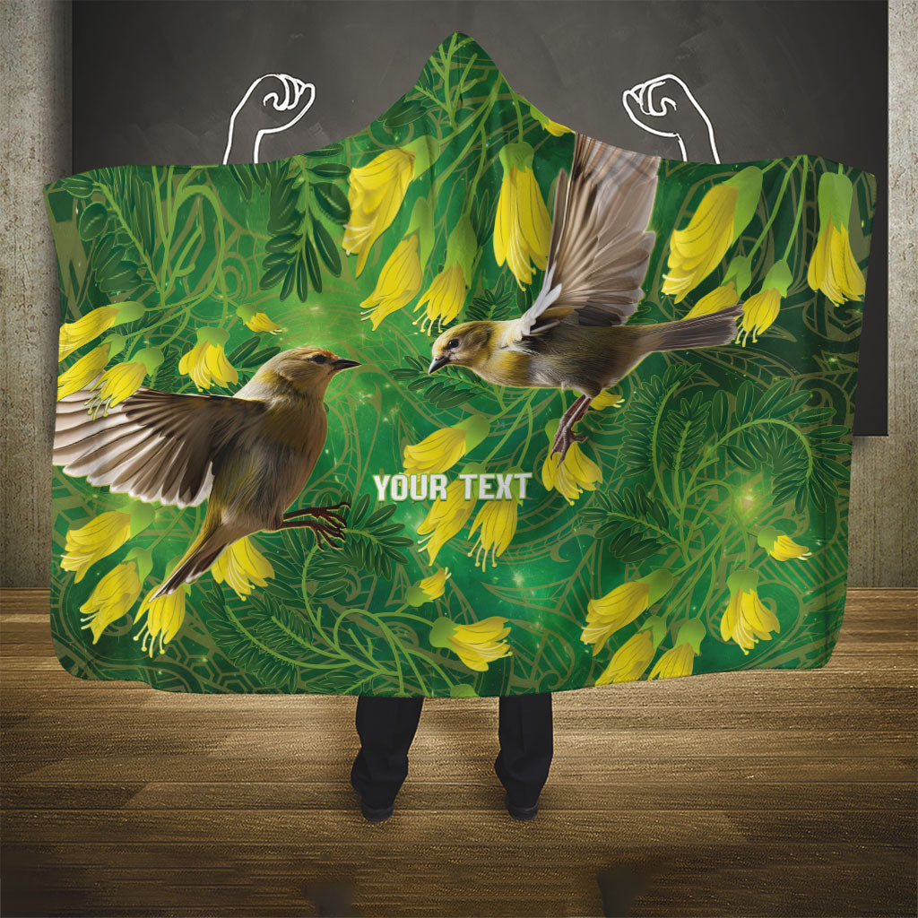 Bellbird New Zealand Personalised Hooded Blanket Kowhai Flower Maori Pattern LT22 - Polynesian Pride