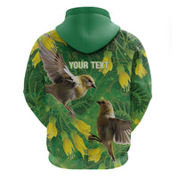 Bellbird New Zealand Personalised Hoodie Kowhai Flower Maori Pattern LT22 - Polynesian Pride