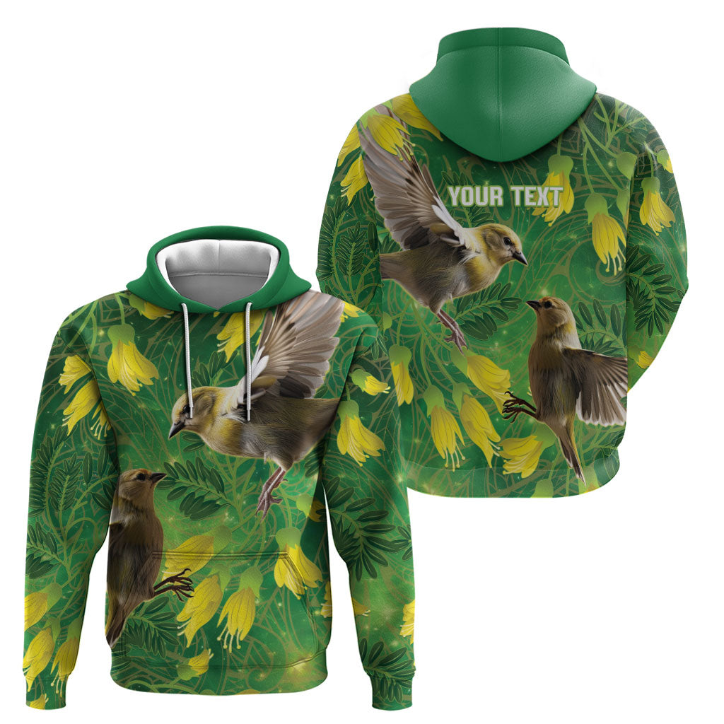 Bellbird New Zealand Personalised Hoodie Kowhai Flower Maori Pattern LT22 - Polynesian Pride