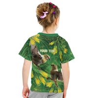Bellbird New Zealand Personalised Kid T Shirt Kowhai Flower Maori Pattern LT22 - Polynesian Pride