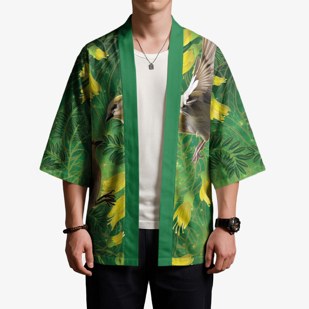 Bellbird New Zealand Personalised Kimono Kowhai Flower Maori Pattern LT22 - Polynesian Pride