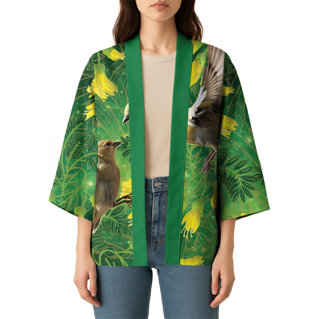 Bellbird New Zealand Personalised Kimono Kowhai Flower Maori Pattern LT22 - Polynesian Pride