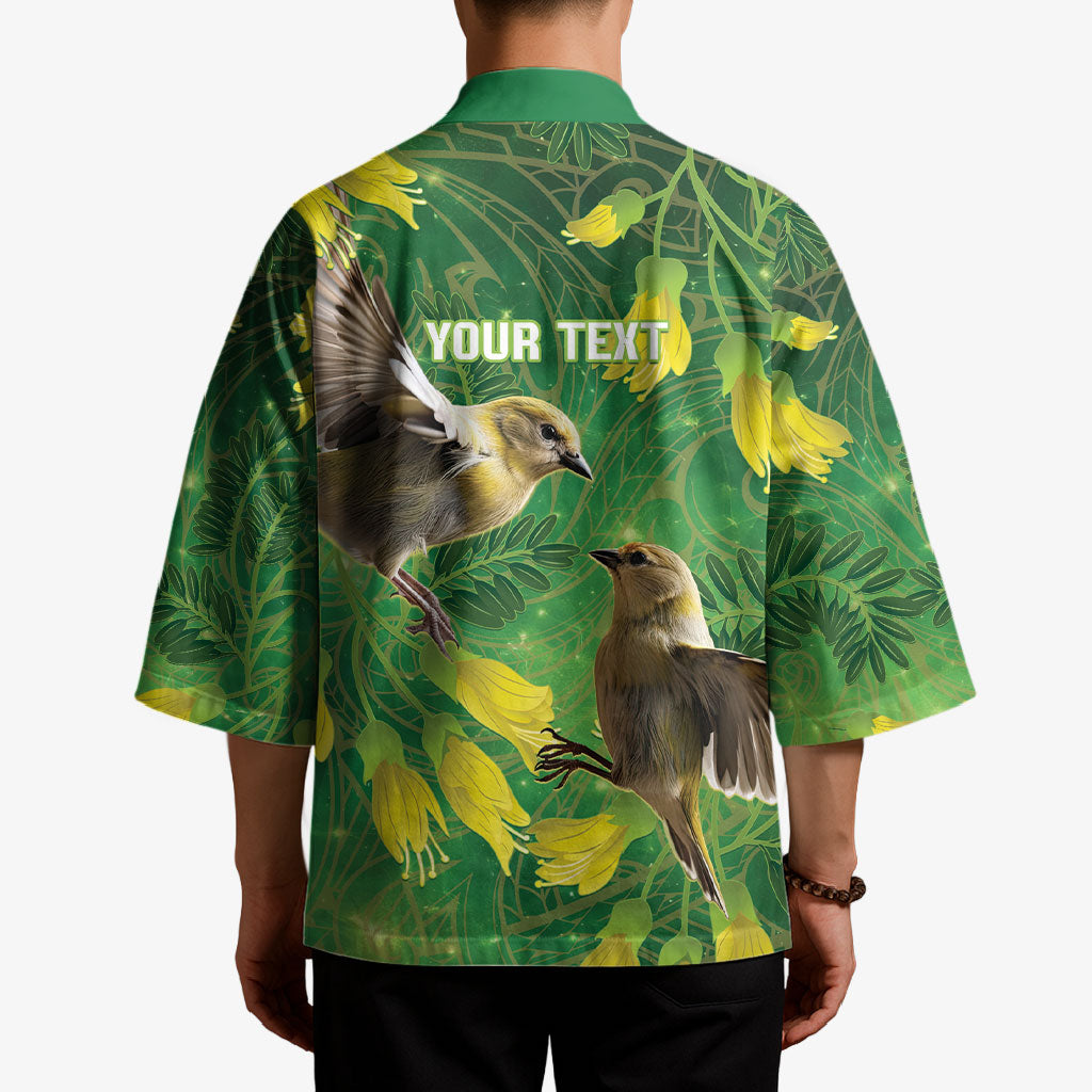 Bellbird New Zealand Personalised Kimono Kowhai Flower Maori Pattern LT22 - Polynesian Pride