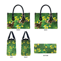 Bellbird New Zealand Personalised Leather Bag Kowhai Flower Maori Pattern LT22 - Polynesian Pride