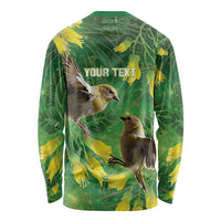 Bellbird New Zealand Personalised Long Sleeve Shirt Kowhai Flower Maori Pattern LT22 - Polynesian Pride