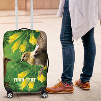 Bellbird New Zealand Personalised Luggage Cover Kowhai Flower Maori Pattern LT22 Green - Polynesian Pride