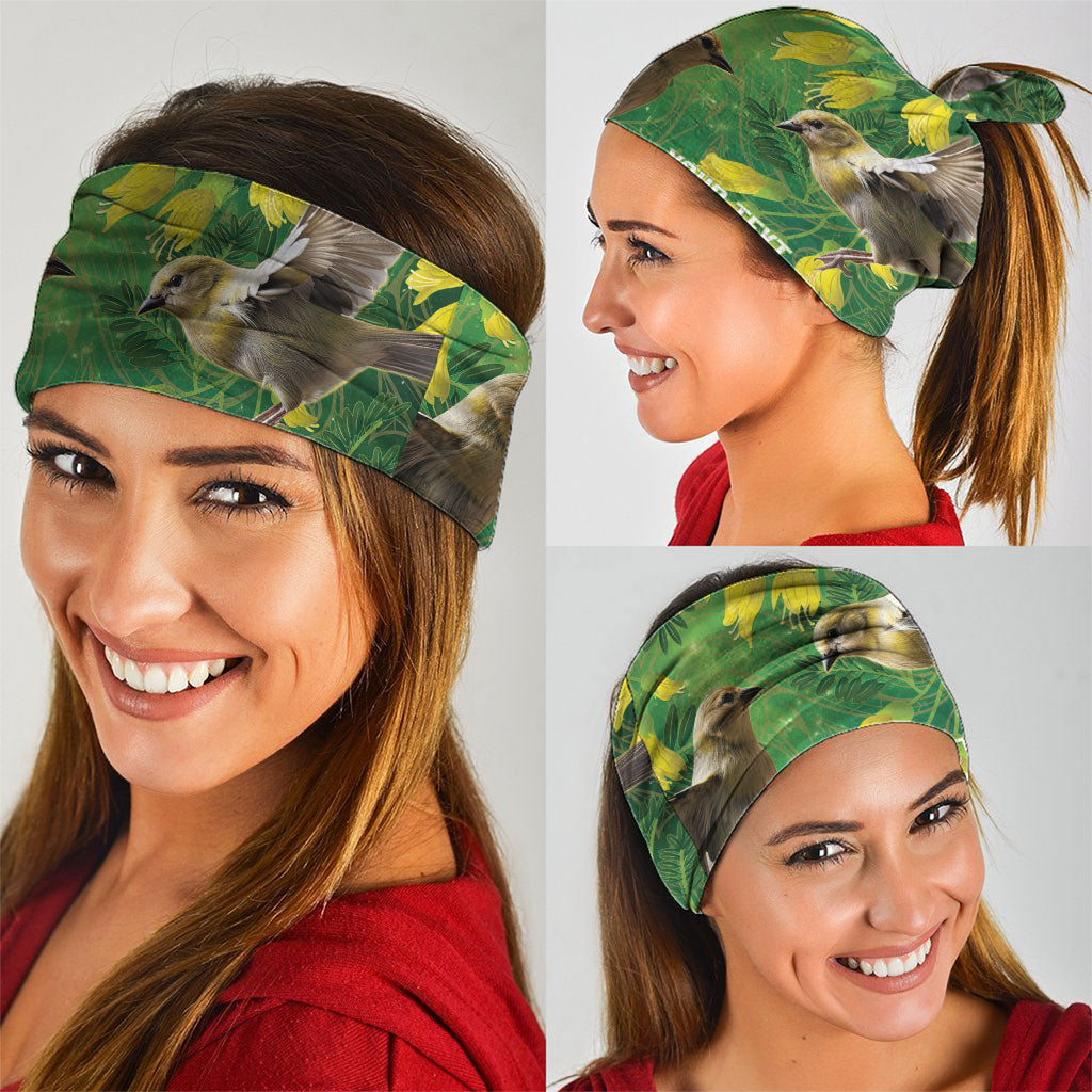 Bellbird New Zealand Personalised Neck Gaiter Kowhai Flower Maori Pattern LT22 - Polynesian Pride