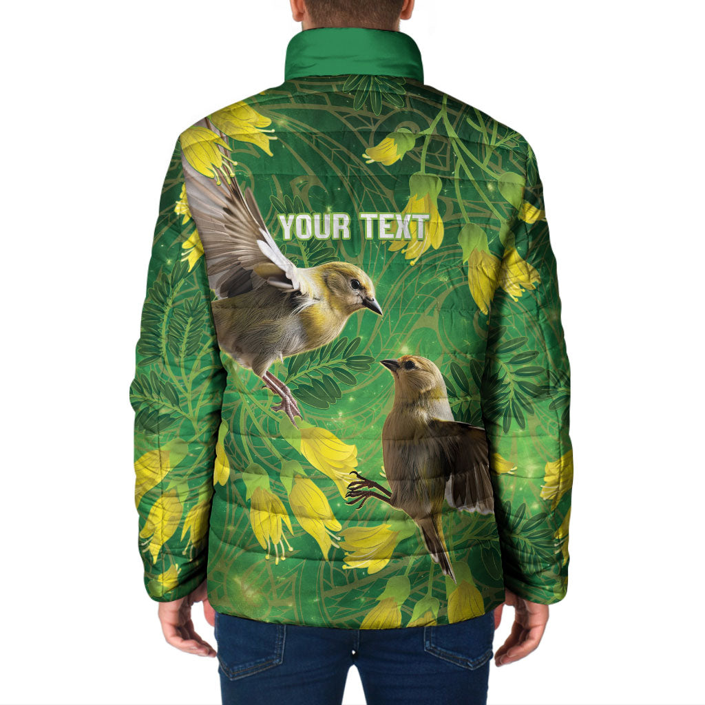 Bellbird New Zealand Personalised Padded Jacket Kowhai Flower Maori Pattern LT22 - Polynesian Pride