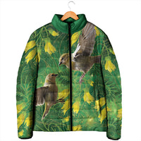 Bellbird New Zealand Personalised Padded Jacket Kowhai Flower Maori Pattern LT22 - Polynesian Pride