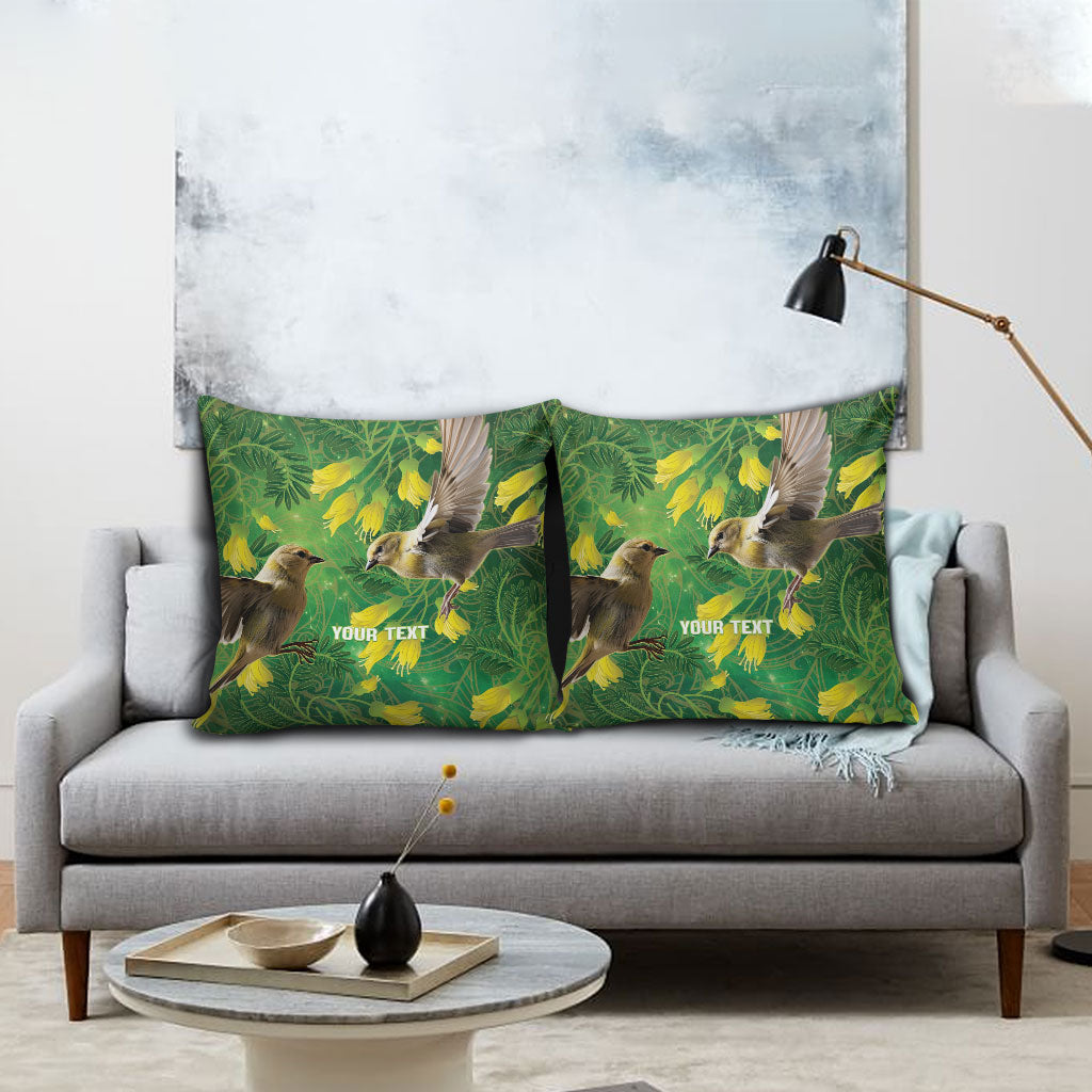 Bellbird New Zealand Personalised Pillow Cover Kowhai Flower Maori Pattern LT22 - Polynesian Pride