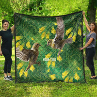 Bellbird New Zealand Personalised Quilt Kowhai Flower Maori Pattern