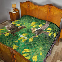 Bellbird New Zealand Personalised Quilt Kowhai Flower Maori Pattern