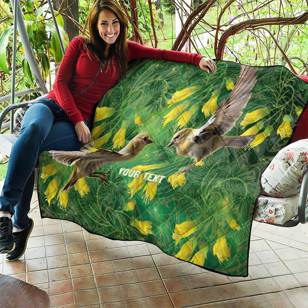 Bellbird New Zealand Personalised Quilt Kowhai Flower Maori Pattern