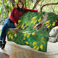 Bellbird New Zealand Personalised Quilt Kowhai Flower Maori Pattern