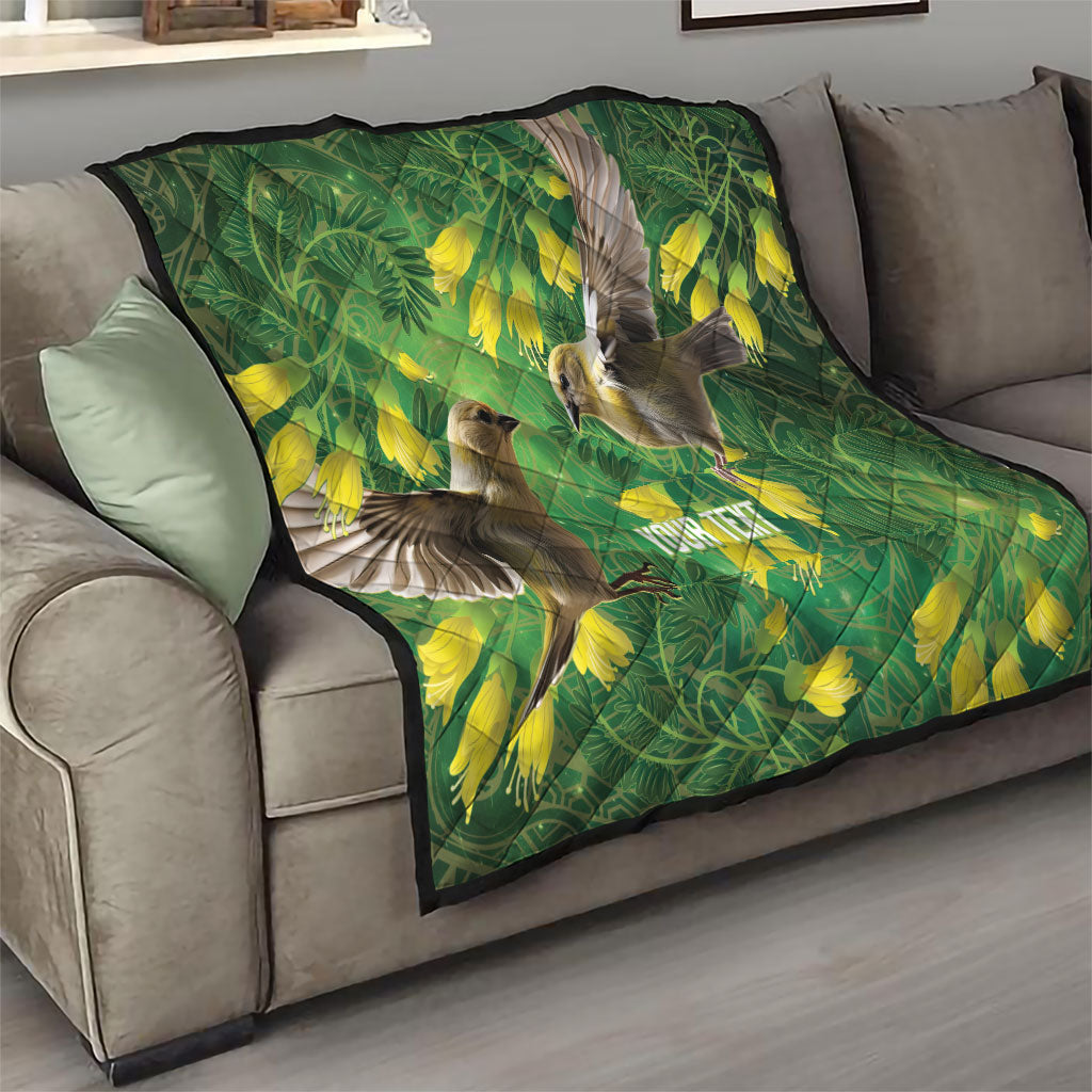 Bellbird New Zealand Personalised Quilt Kowhai Flower Maori Pattern