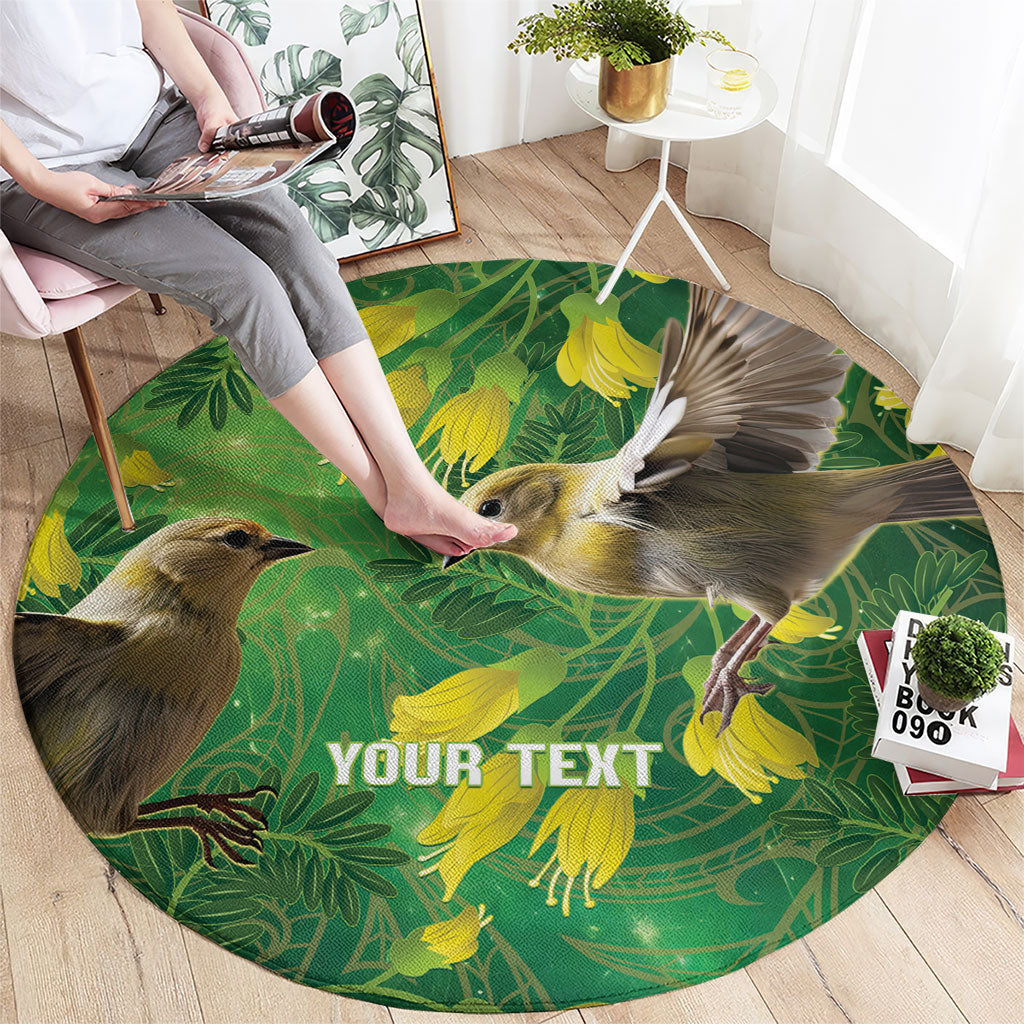 Bellbird New Zealand Personalised Round Carpet Kowhai Flower Maori Pattern LT22 - Polynesian Pride