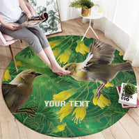 Bellbird New Zealand Personalised Round Carpet Kowhai Flower Maori Pattern LT22 - Polynesian Pride
