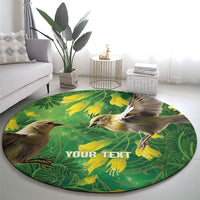 Bellbird New Zealand Personalised Round Carpet Kowhai Flower Maori Pattern LT22 - Polynesian Pride