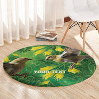 Bellbird New Zealand Personalised Round Carpet Kowhai Flower Maori Pattern LT22 - Polynesian Pride