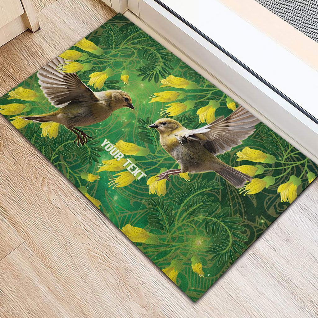 Bellbird New Zealand Personalised Rubber Doormat Kowhai Flower Maori Pattern LT22 - Polynesian Pride
