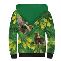 Bellbird New Zealand Personalised Sherpa Hoodie Kowhai Flower Maori Pattern LT22 - Polynesian Pride