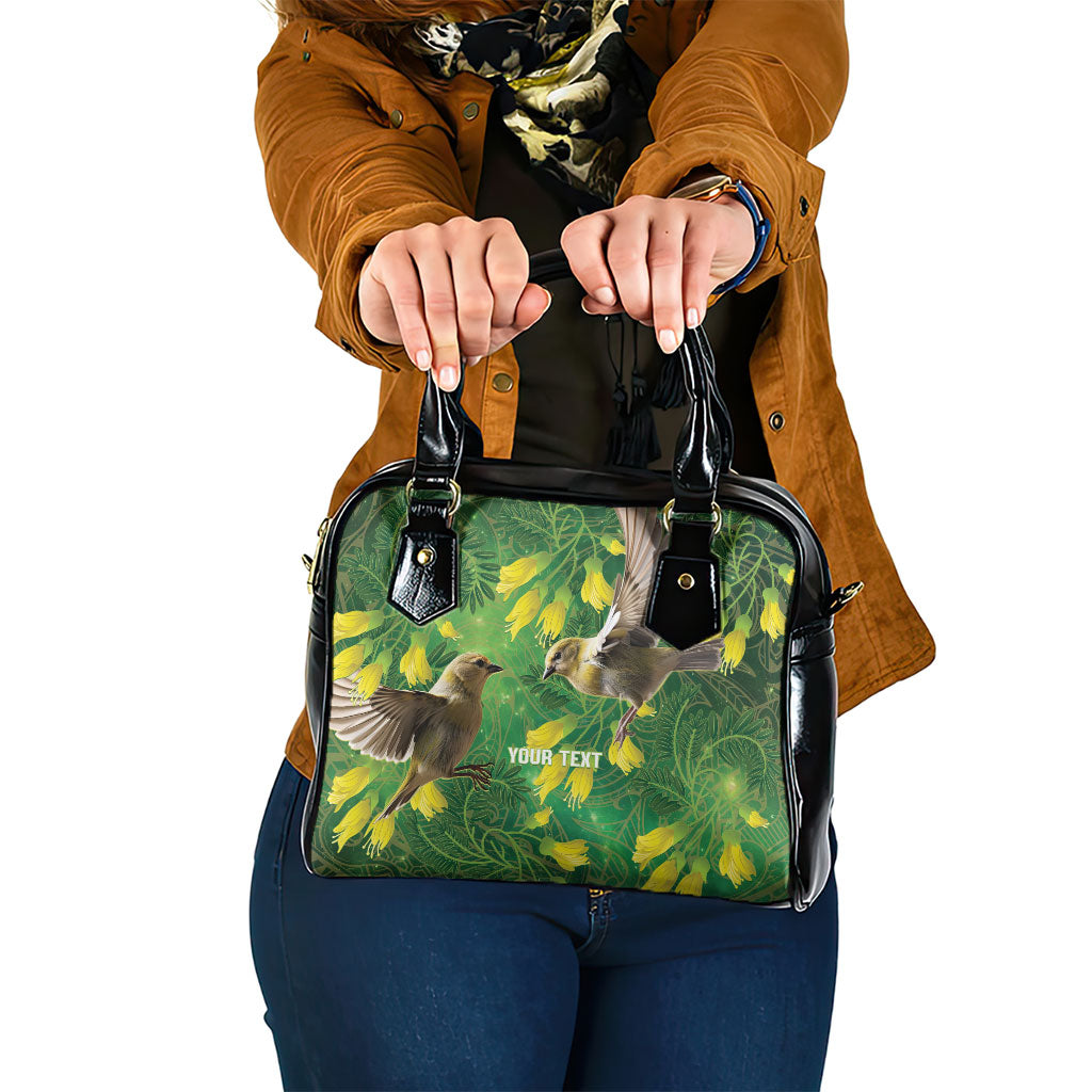 Bellbird New Zealand Personalised Shoulder Handbag Kowhai Flower Maori Pattern LT22 One Size Green - Polynesian Pride
