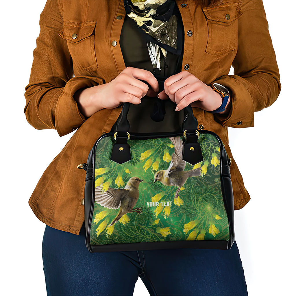 Bellbird New Zealand Personalised Shoulder Handbag Kowhai Flower Maori Pattern LT22 - Polynesian Pride