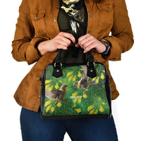 Bellbird New Zealand Personalised Shoulder Handbag Kowhai Flower Maori Pattern LT22 - Polynesian Pride
