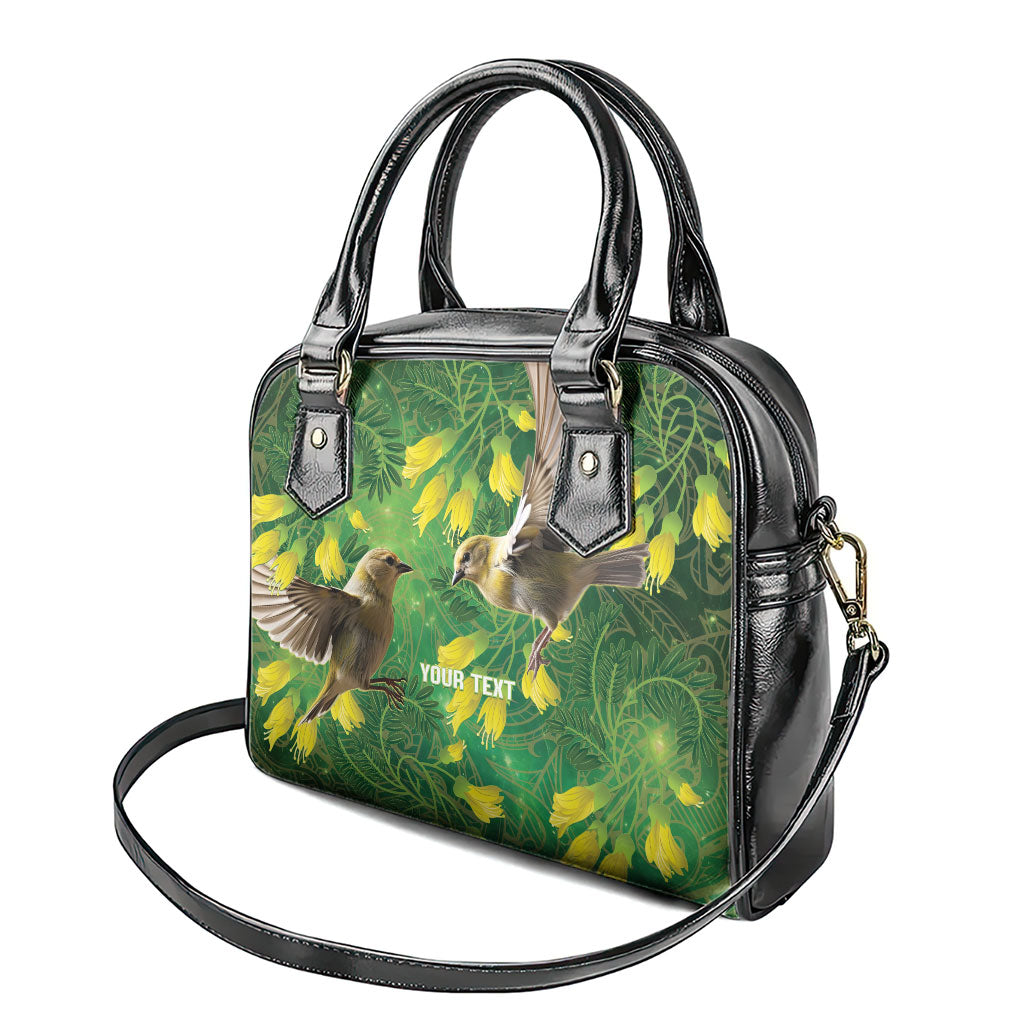Bellbird New Zealand Personalised Shoulder Handbag Kowhai Flower Maori Pattern LT22 - Polynesian Pride