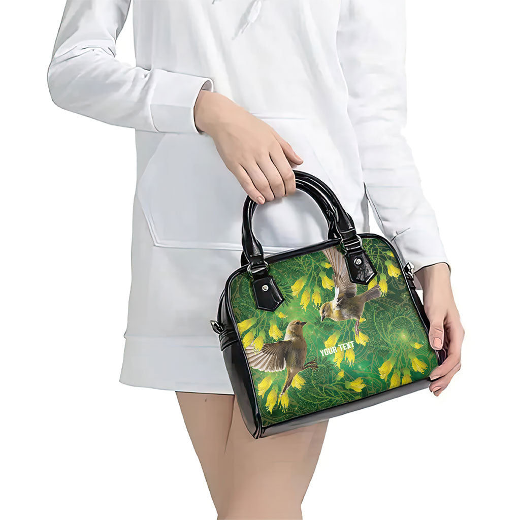 Bellbird New Zealand Personalised Shoulder Handbag Kowhai Flower Maori Pattern LT22 - Polynesian Pride
