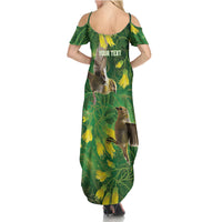 Bellbird New Zealand Personalised Summer Maxi Dress Kowhai Flower Maori Pattern LT22 - Polynesian Pride