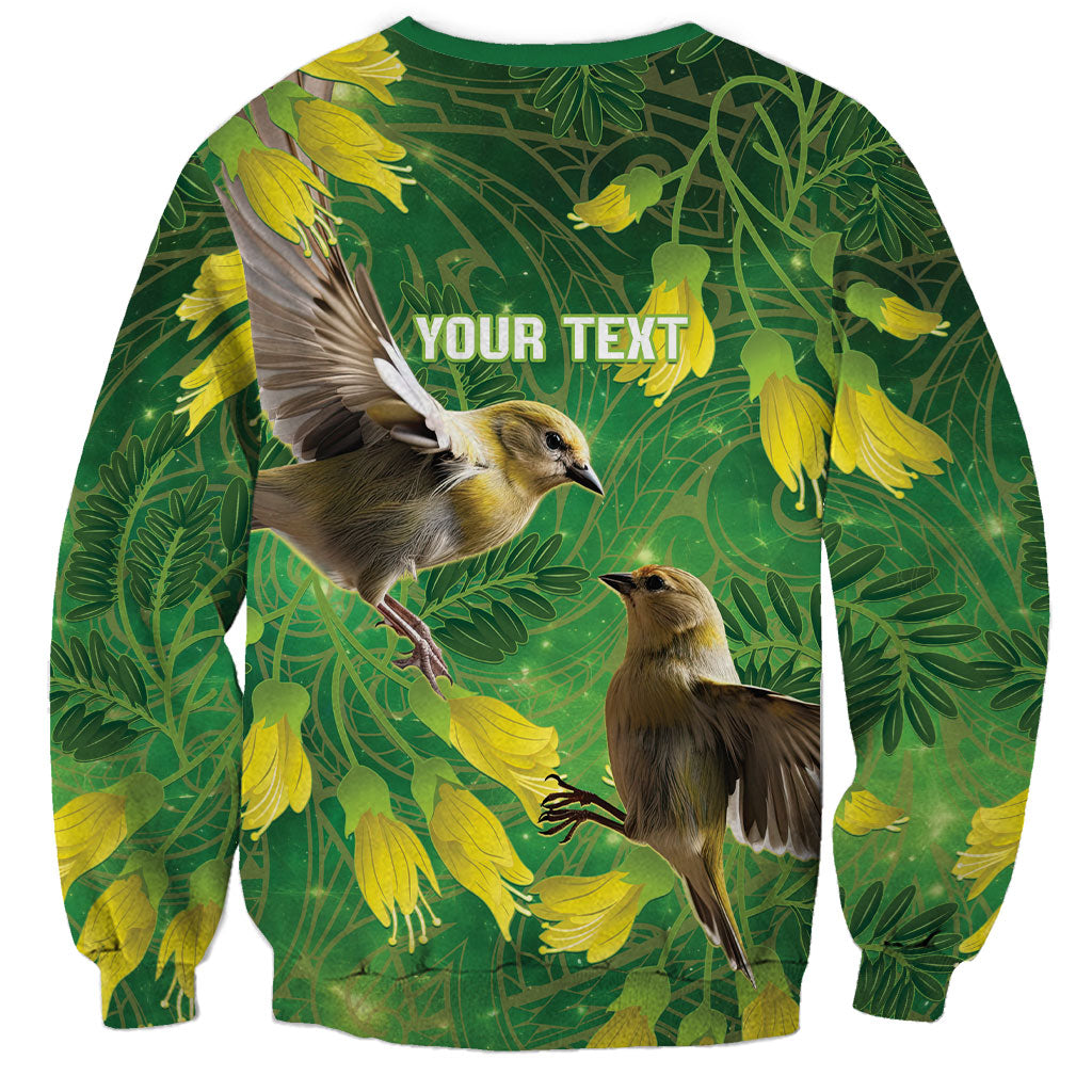 Bellbird New Zealand Personalised Sweatshirt Kowhai Flower Maori Pattern LT22 - Polynesian Pride