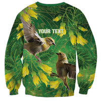 Bellbird New Zealand Personalised Sweatshirt Kowhai Flower Maori Pattern LT22 - Polynesian Pride