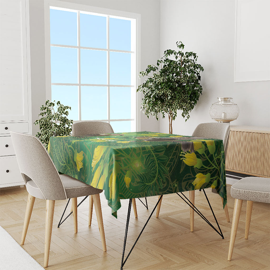 Bellbird New Zealand Personalised Tablecloth Kowhai Flower Maori Pattern LT22 - Polynesian Pride