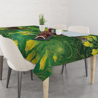 Bellbird New Zealand Personalised Tablecloth Kowhai Flower Maori Pattern LT22 - Polynesian Pride